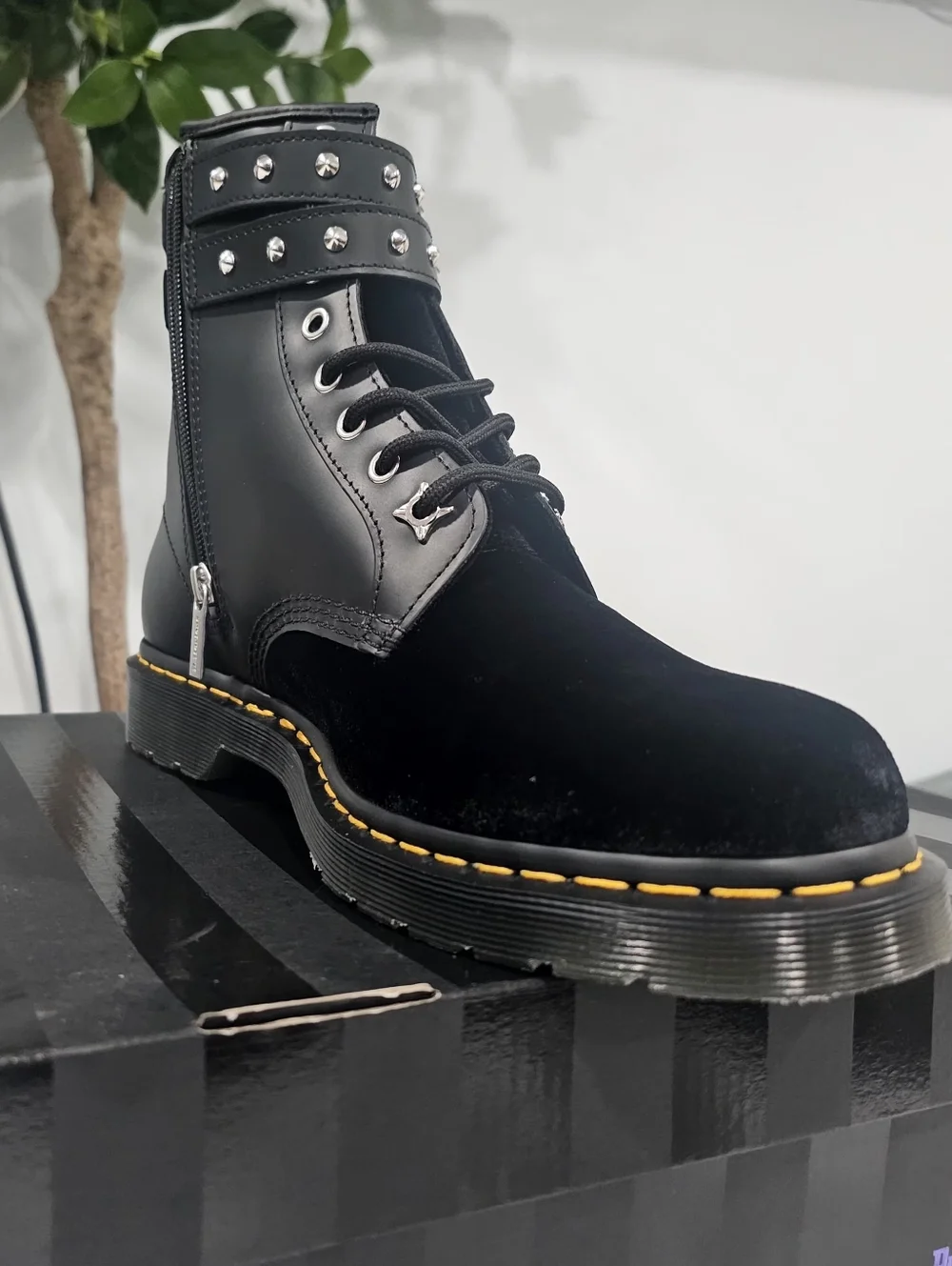 Dr. Martens Black Leather & Suede Buckle Combat Boot/wednesday/NWB - Picture 5 of 8